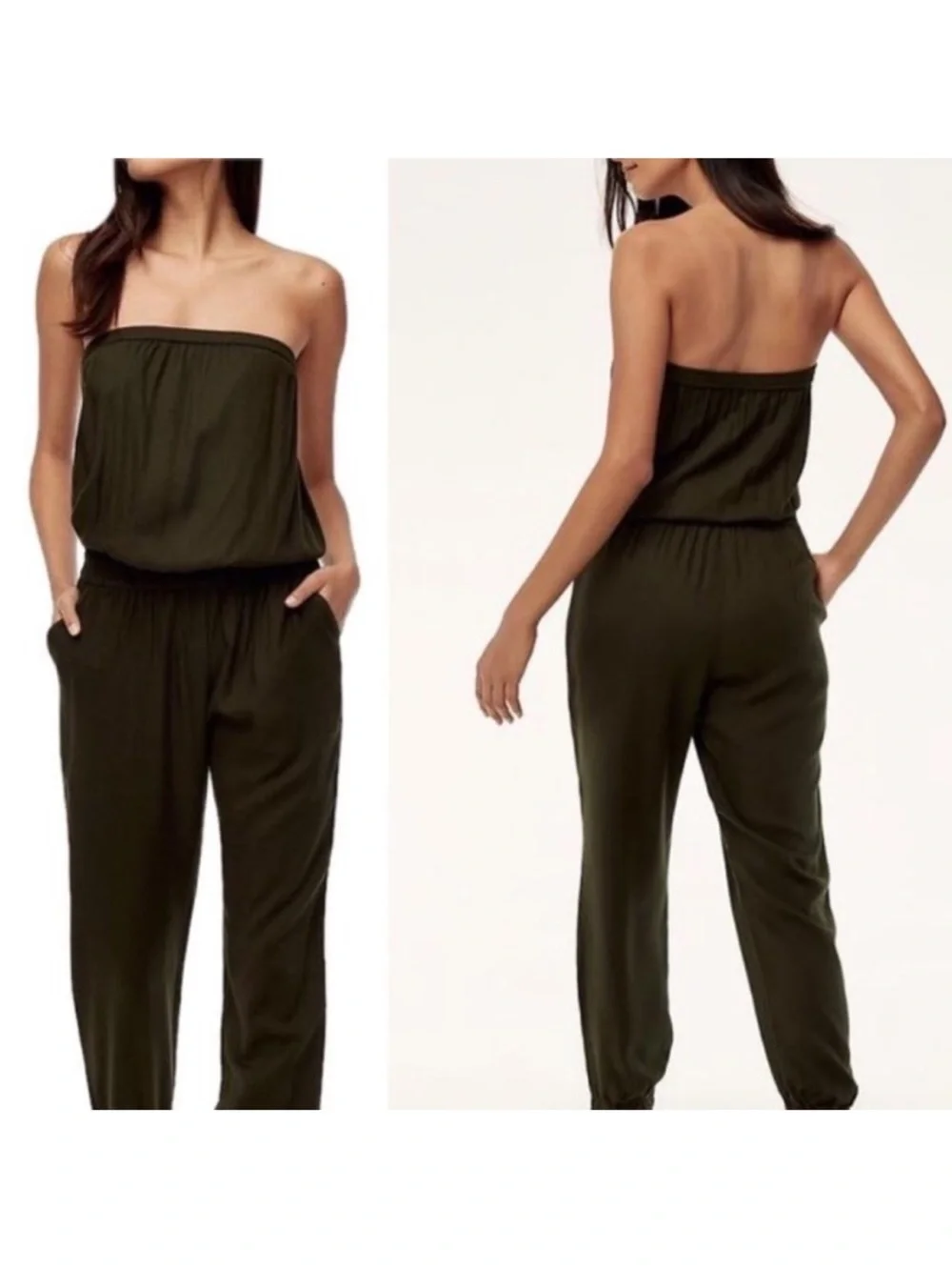 Aritzia Talula Black Strapless Tie-Waist Jumpsuit XS